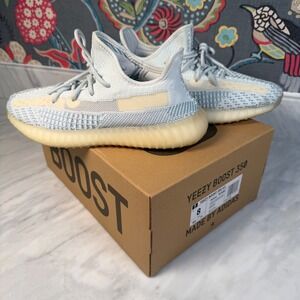 Adidas Yeezy Boost 350 V2 Cloud White FW3043 Mens Sz 8 Light Blue Sneakers w Box